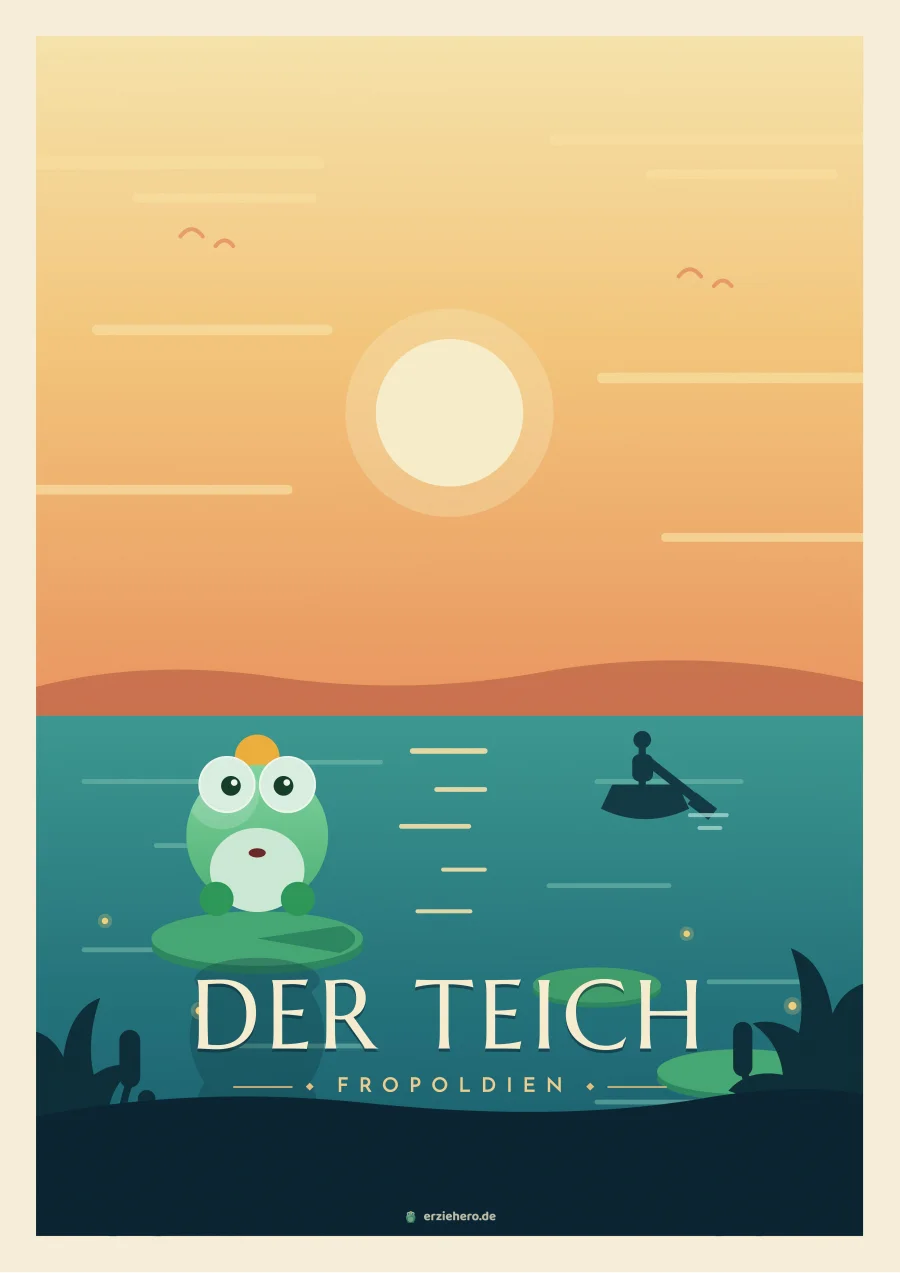 Vintage-Reiseposter "Der Teich" aus der Serie Reiseziel Kita
